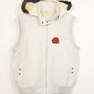 Hooded Vest with Rose Applique Sz  Junior  L